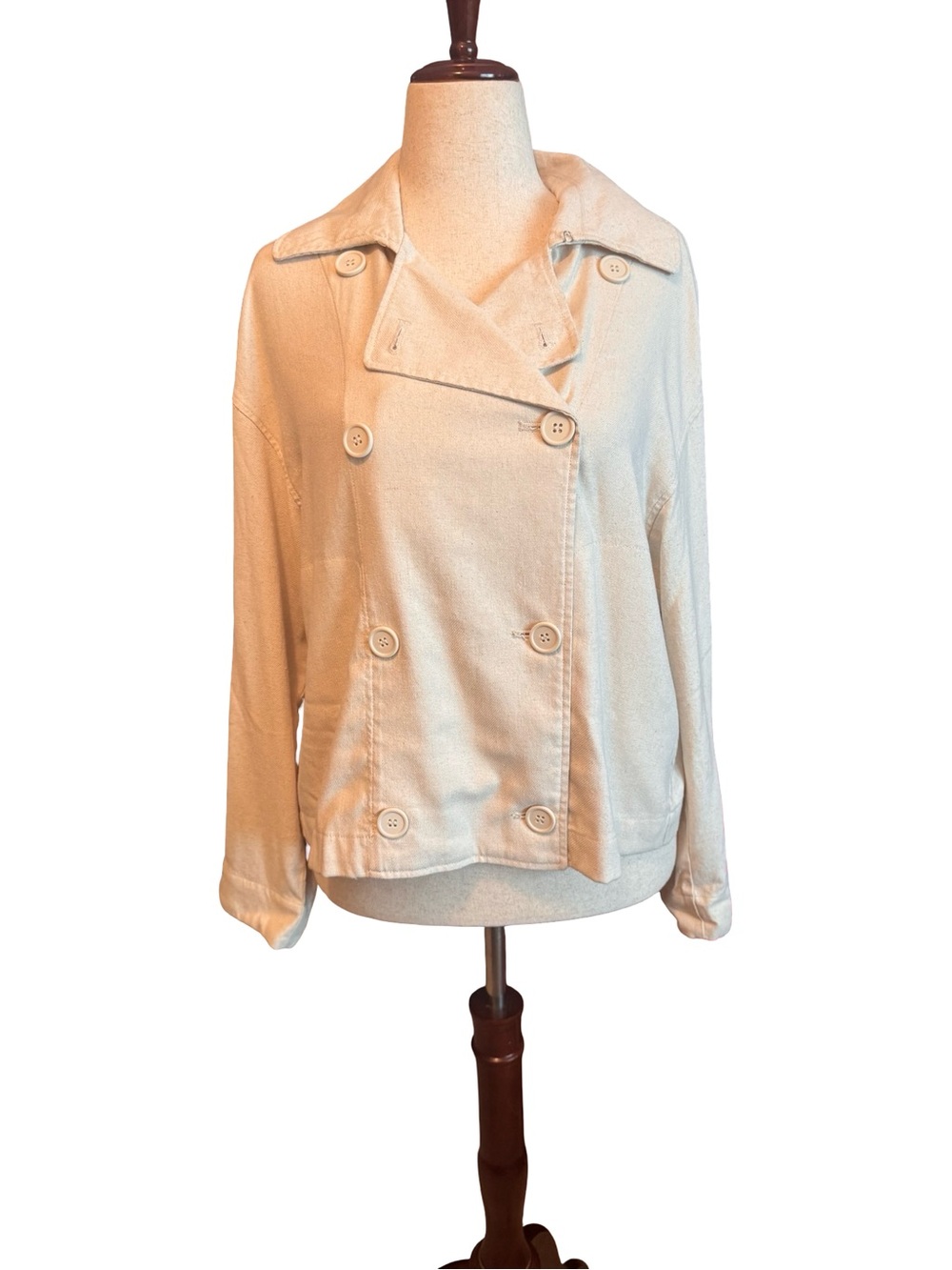 Max Studio Double-Breasted Cropped Twill Jacket, EUC